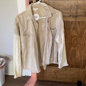 JEAN JACKET WITH CROCHET ARMS